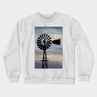 Kansas Windmill Silhouette with Sky Crewneck Sweatshirt